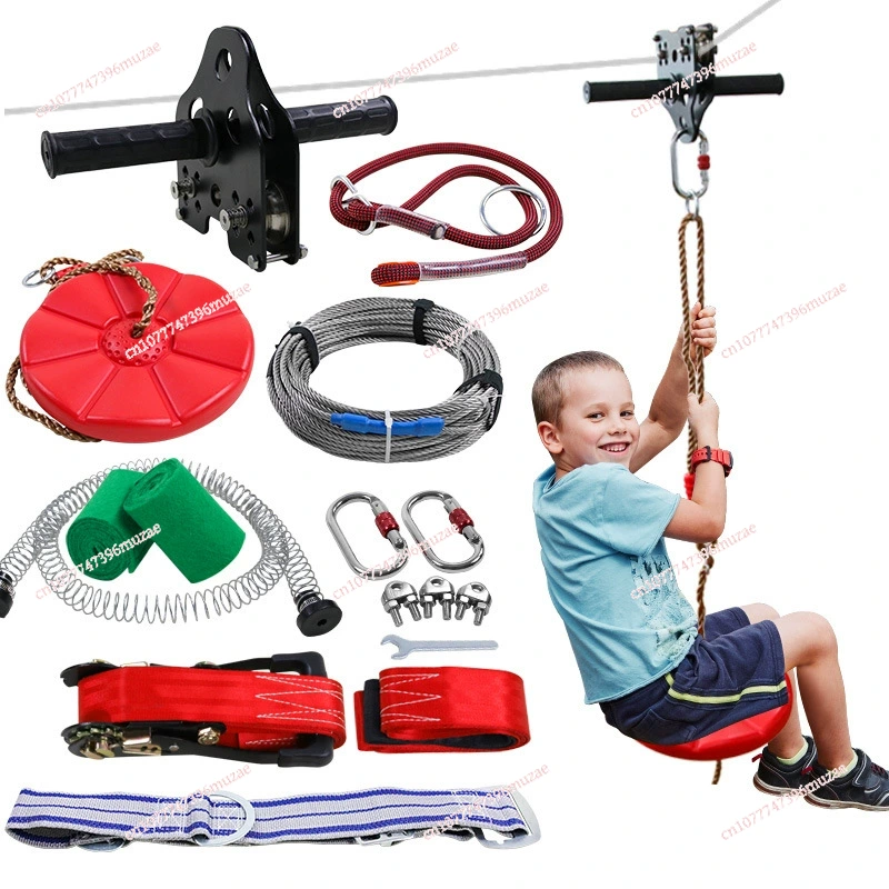Outdoor Adventure Ziplines & Waterfall Puerto Vallarta - キッズジップラインキット スチールケーブル ハンドヘルドプーリー スイングシート付き DIY 屋外裏庭アクティビティ遊具