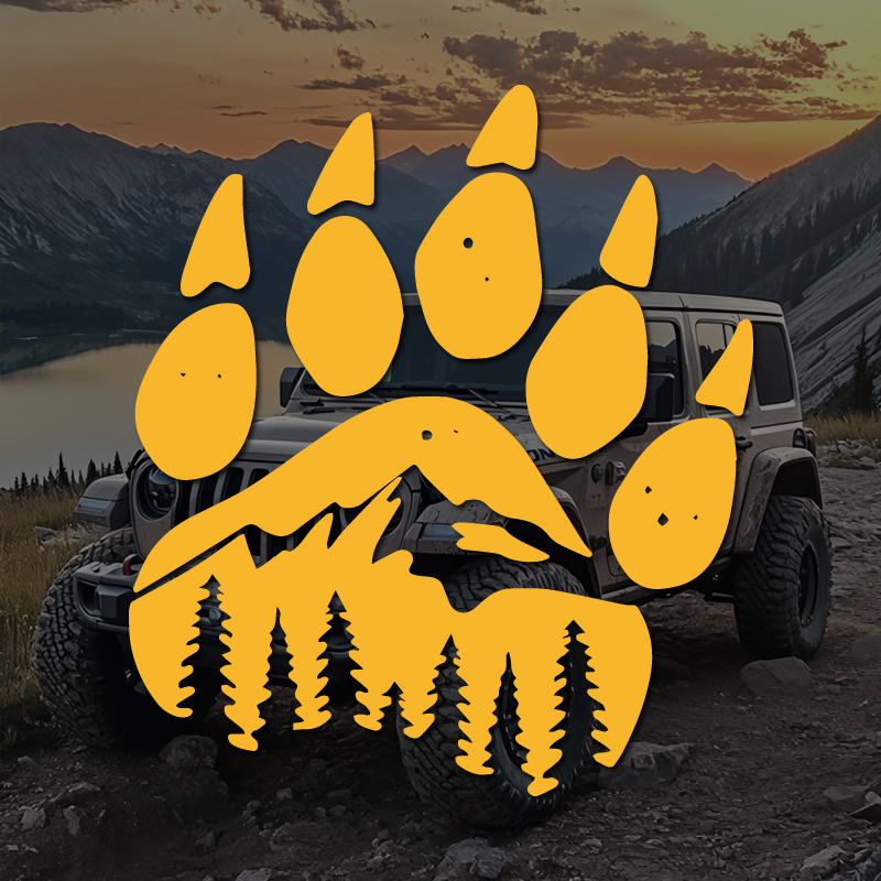 Outdoor Adventure Vehicles - ベアポーマウンテンフォレストカーデカール、アウトドアアドベンチャービニールステッカー（窓・バンパー用）、防水オフロード車装飾
