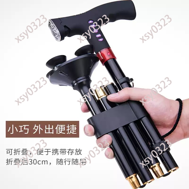 Outdoor Adventure Walks - 超軽量折りたたみ式伸縮杖 多機能ハイキングスティック アウトドアアドベンチャー用アラーム付き