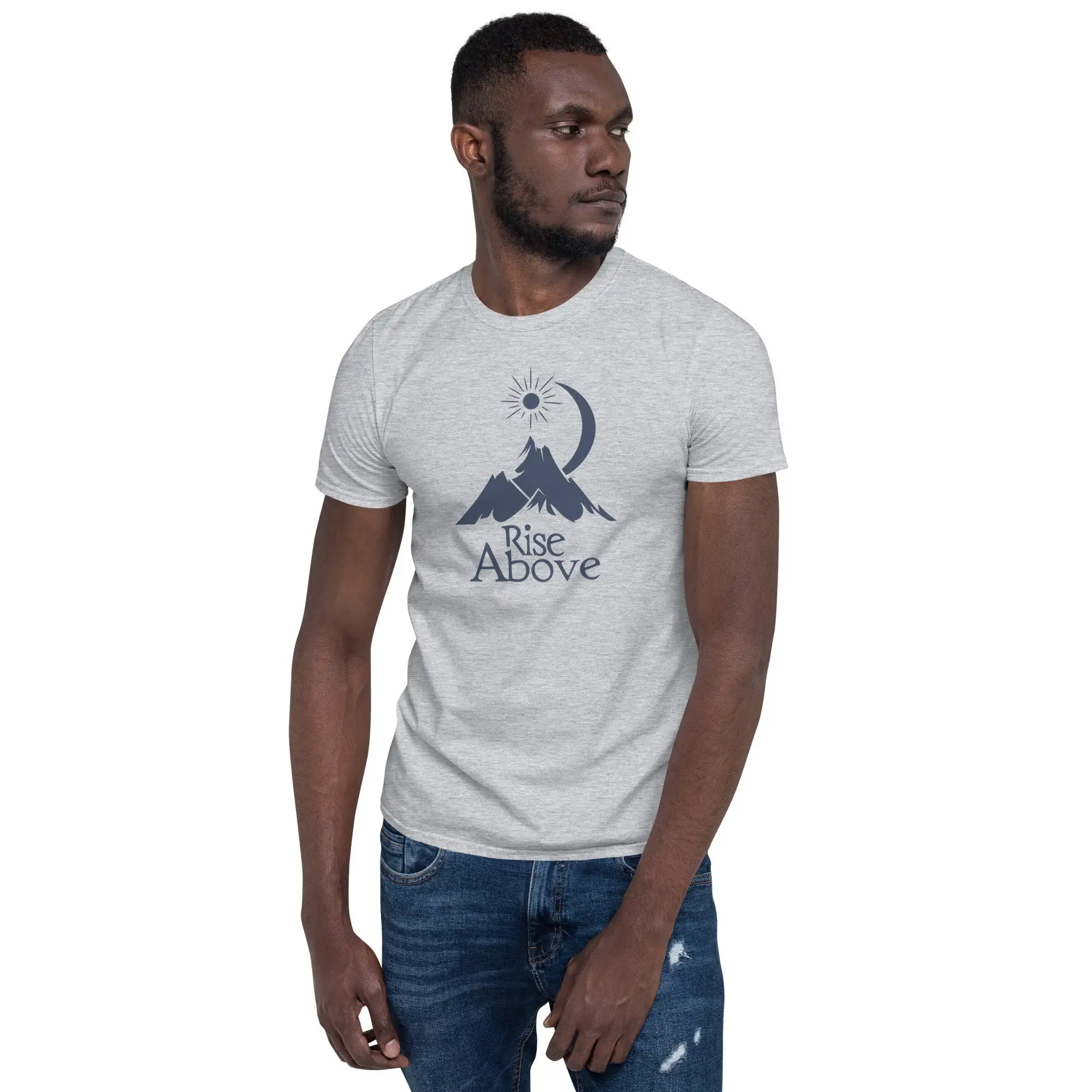 Outdoor Adventure Quotes Short - Rise Above Mountain Tシャツ インスピレーションを与える引用句 モチベーションを高めるアウトドアアドベンチャートップ