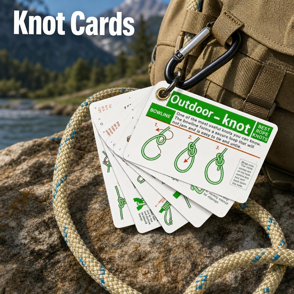 Outdoor Adventure Guide - アウトドアノットポケットガイド防水カードミニカラビナロープノットキャンプバックパッキングブッシュクラフトアウトドアサバイバルアドベンチャー