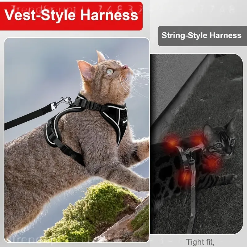 猫用ハーネスとリードセット、脱走防止、柔らかく調節可能、通気 - Outdoor Adventure Walks のレビューと価格