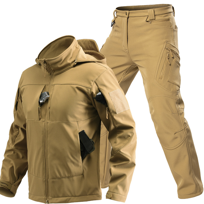 男性用アウトドアタクティカルソフトシェルスーツ フード付きフ - Outdoor Adventure Trips のレビューと価格