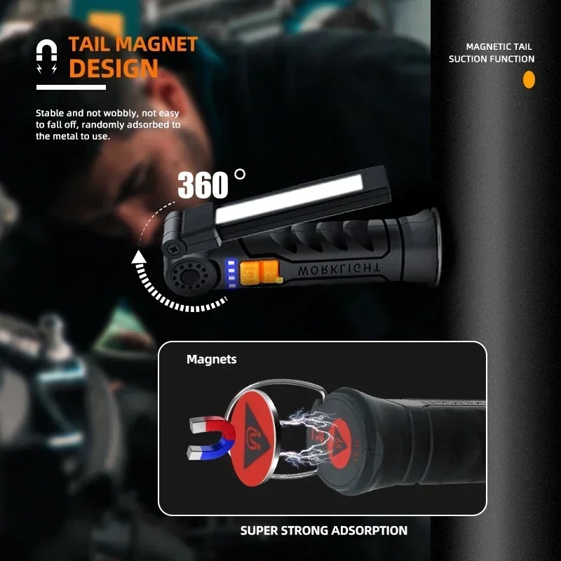 ポータブル COB LED 懐中電灯 USB 充電式ワークラ - Outdoor Adventure Trips のレビューと価格